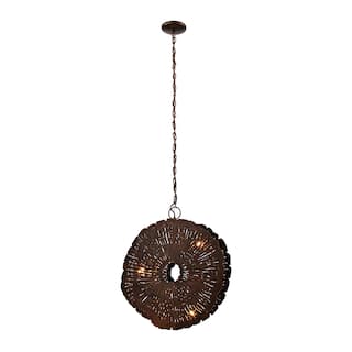 Organic Metal 19-inch Wide 3-Light Chandelier in Blackened Bronze