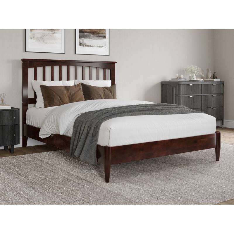 Becket Solid Wood Low Profile Platform Bed - Walnut - Full