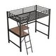 preview thumbnail 7 of 22, Industrial Modern Design Twin Size Metal Loft Bed with Sloping Ladder,Built-in Desk and Shelf Under-Bed,Sturdy Metal Frame