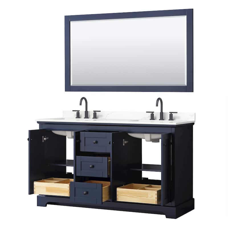 Avery 60-inch Double Vanity, Quartz Top, 58-inch Mirror