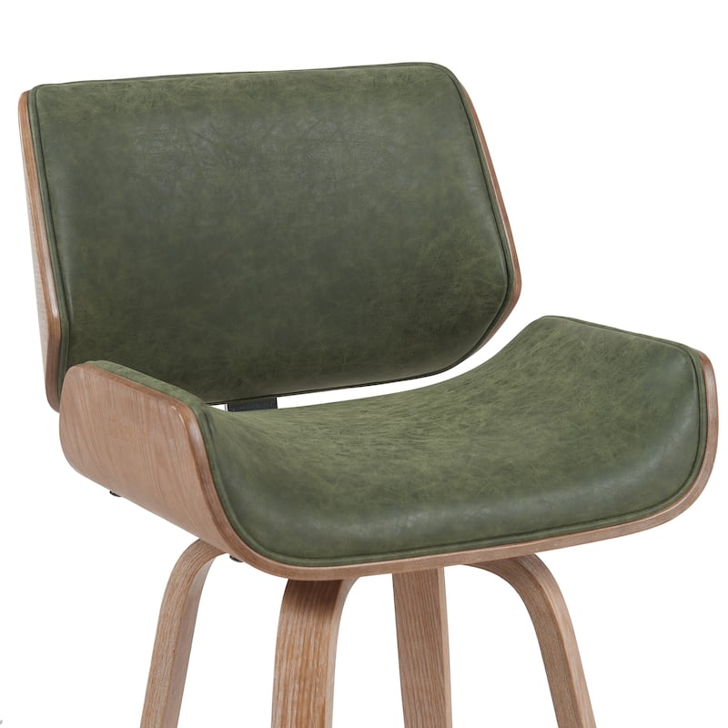 Tyler Mid-Century Swivel Bar Stool, Upholstered Counter Height Chair with Bentwood Legs