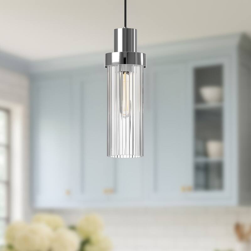 Alora Lighting PD435605CR Kent 5" Wide Mini Pendant with Clear Ribbed