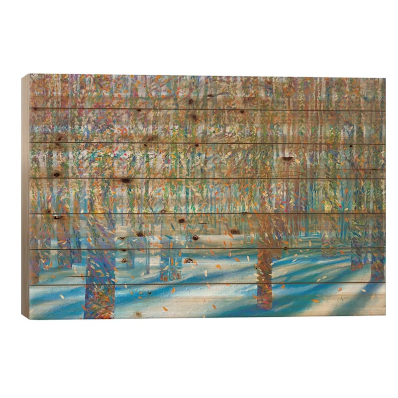 Snowfall Print On Wood by Iris Scott - Multi-Color - 18x26x1.5