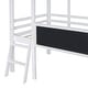 preview thumbnail 13 of 17, Playhouse & Fun Loft Bed with Light Strip on the Roof, Build-in Ladder, Slide and Blackboard, Twin Size, White