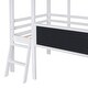 preview thumbnail 14 of 30, Twin Size Loft Bed with Ladder and Slide, House Bed with Blackboard and Light Strip