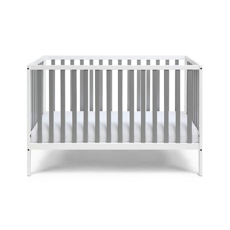 HomeRoots Gray and White Solid and Manufactured Wood Standard Three In One Convertible Crib - 53.5