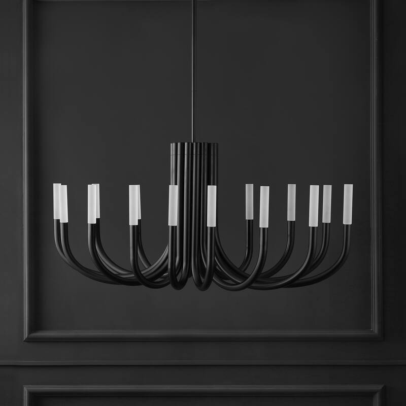 SAFAVIEH Couture Evonne 12-Light Adjustable Chandelier with LED Bulbs - 50"W x 22"D x 62"H