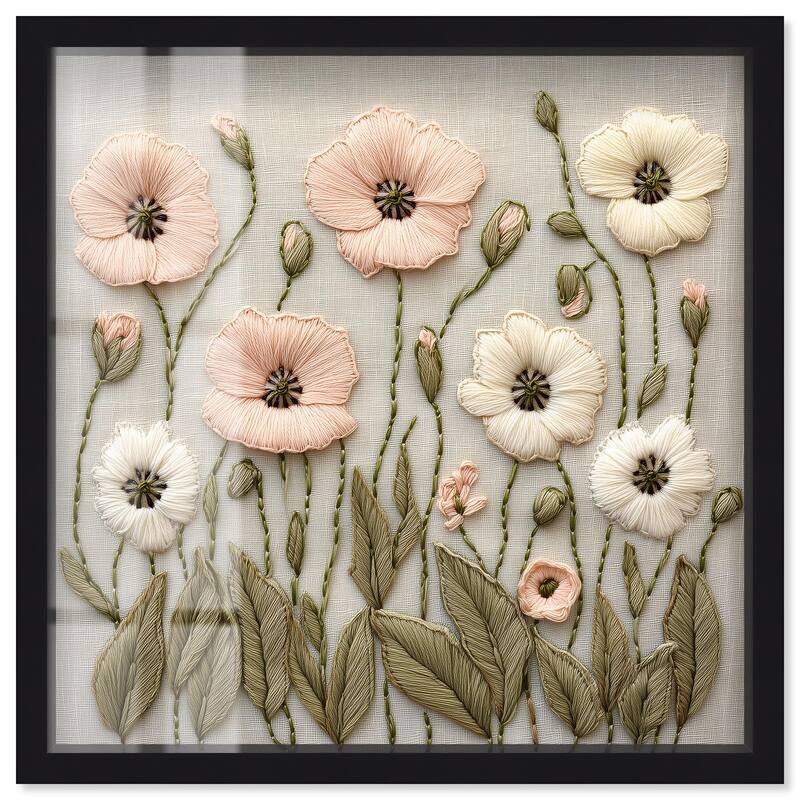 Stitched Serenity I Shadowbox by Art Remedy - Black - 24" x 24"