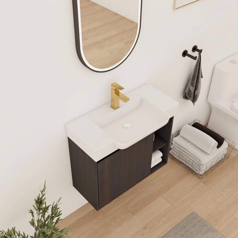 Bathroom Vanity With Sink In 24/28 Inch, Floating Bathroom Vanity With Soft Close Door