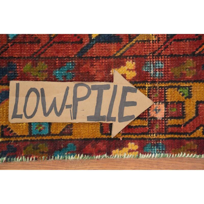 Hand Knotted Oriental 100% Wool Carpet Traditional Geometric Oranges & Rust Heriz Runner Rug - 10' 5'' X 3' 0''