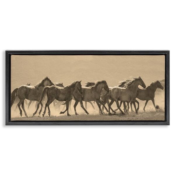 Stupell Western Horses Gallop Framed Floater Canvas Wall Art Design By JG Studio