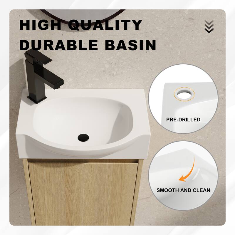 Beingnext 16''/20''/24"/30"/36" Bathroom Vanity with Sink, Floating Bathroom Vanity with Soft Close Door