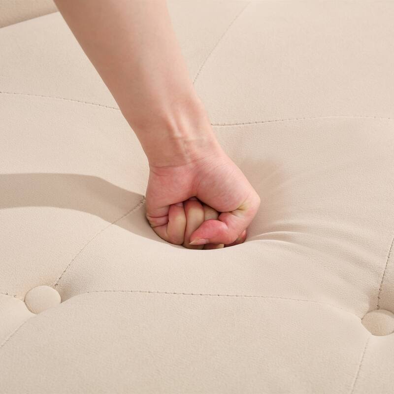 Velvet Chaise Lounge with a Storage Function, Tufted Cushions & Nailheads