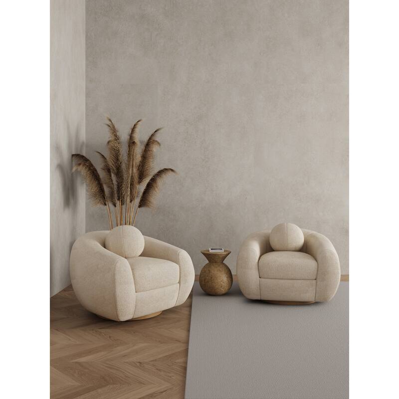 Manhattan Comfort Modern Tribeca Chenille Accent Chair - Cream - Set of 2
