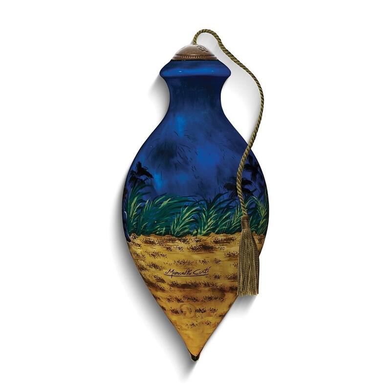 Curata Our Savior is Born Hand-Painted Glass Ornament