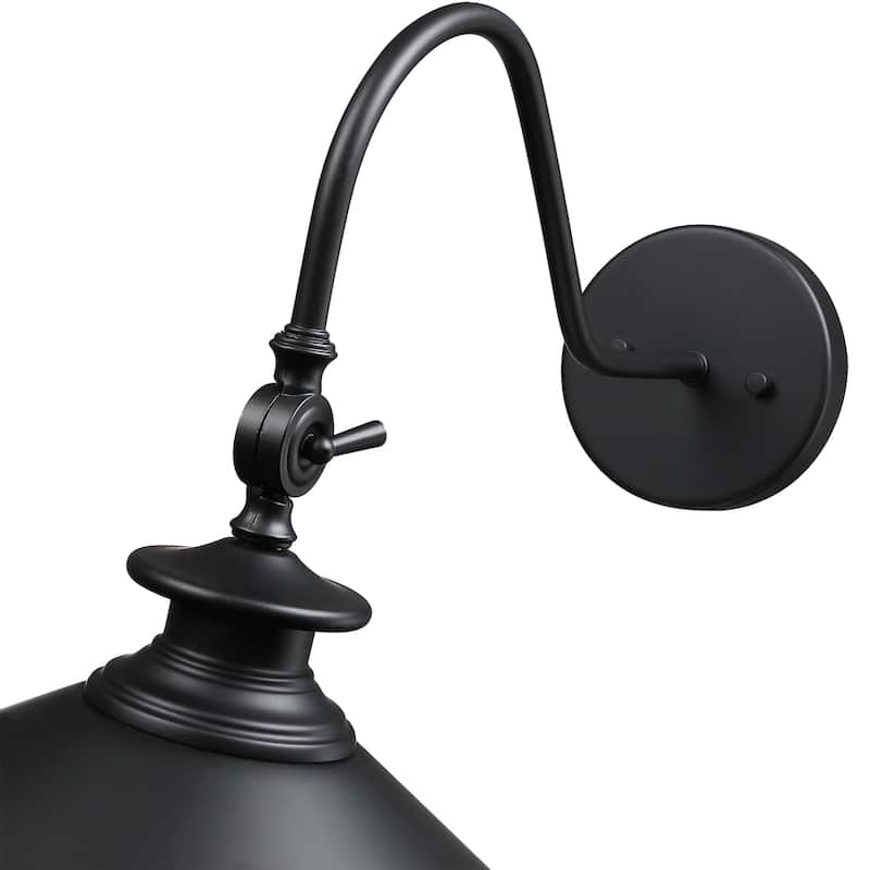 Outdoo 1-Light Motion Sensing Dusk to Dawn Wall Light in Black - 13"Wx21.77"Ex12.64"H
