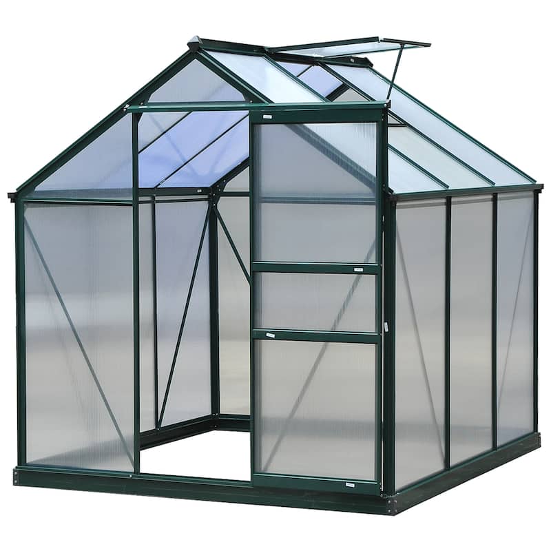 Outsunny Polycarbonate Walk-In Greenhouse for Outdoors - CLEAR