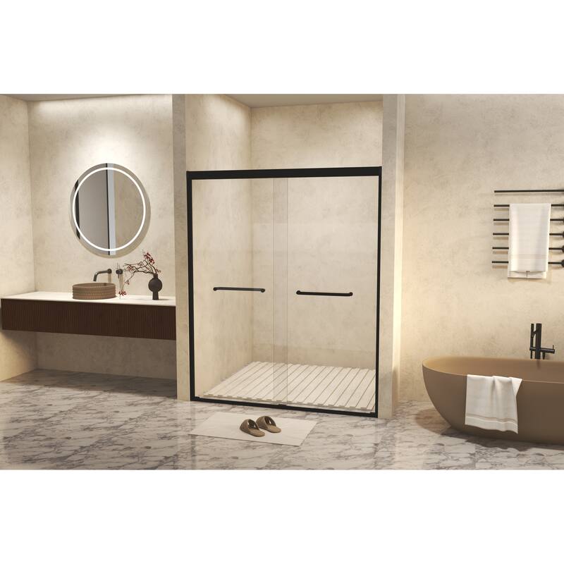 GDFStudio - Alden Adjustable Frameless Double Sliding Shower Door for Modern Bathroom Spaces
