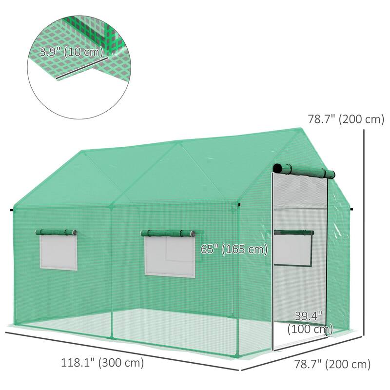 Tunnel Greenhouse with UV-resistant PE Cover, 6.6' x 10'