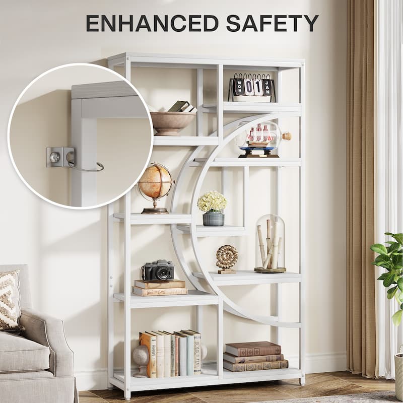 Bookshelf Industrial 5 Tier Etagere Bookcase, Freestanding Tall Bookshelves