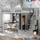 preview thumbnail 21 of 51, Full size Loft Bed with Bookshelf,Drawers,Desk,and Wardrobe