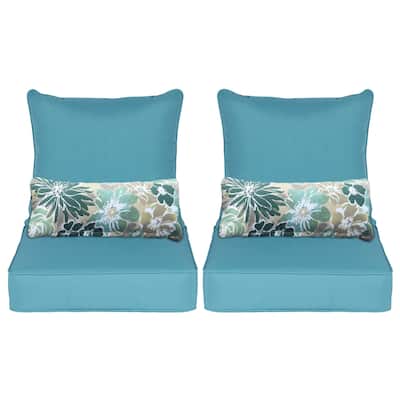 Aoodor Outdoor Deep Seat Chair Cushion Set (2 Back 2 Seater 2 Pillow)