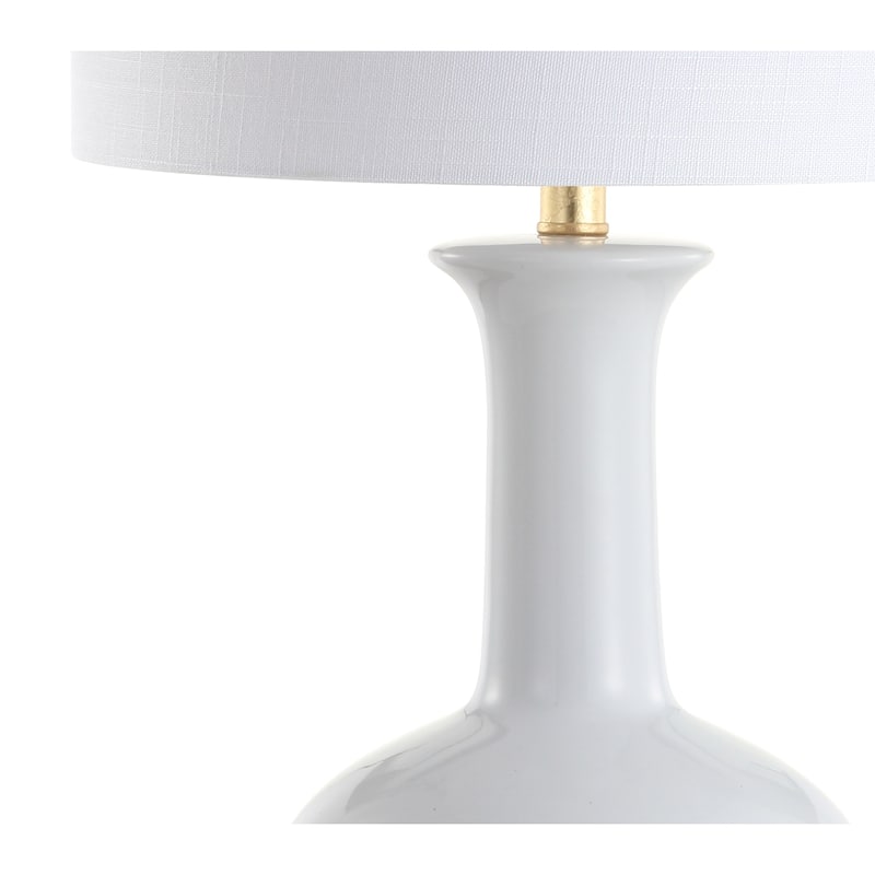 School 27" Ceramic/Metal LED Table Lamp, White/Gold Leaf by JONATHAN Y