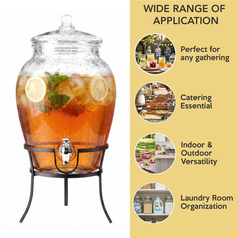 Beverage Dispenser With Metal Rack - 18.5" x 11.5" x 11.5"