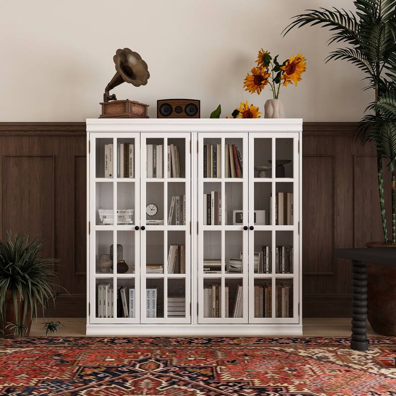 Sophisticated Storage Ensemble: Buffet Sideboard Bookshelf Cabinet