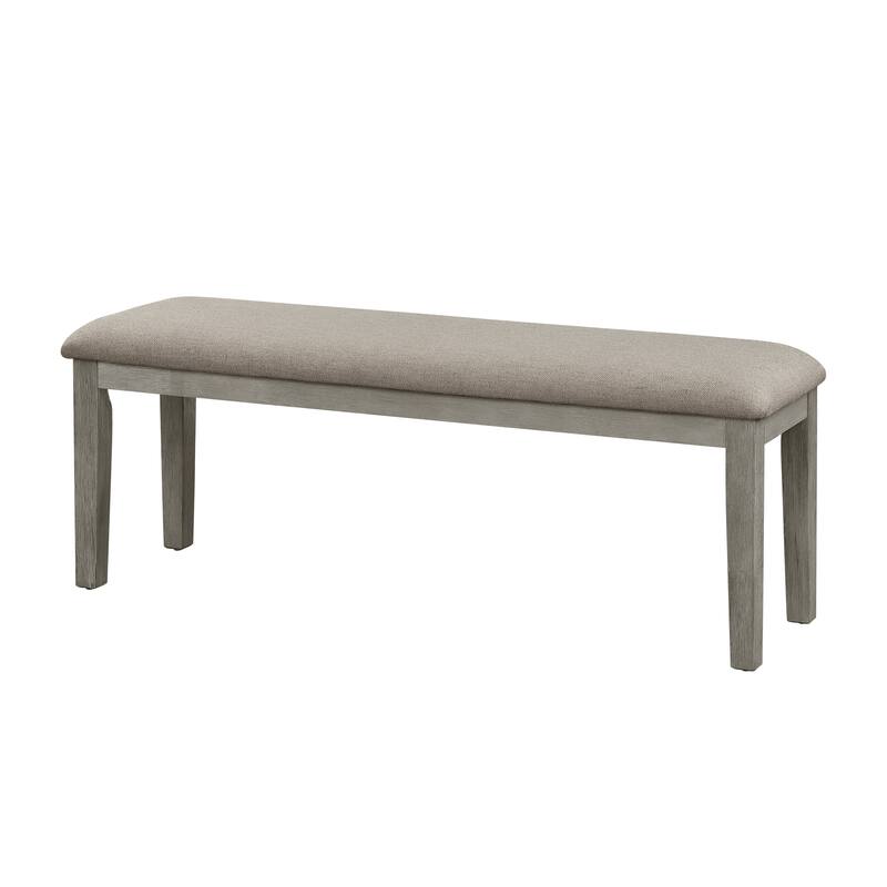 Fabric Upholstered Seat 1pc Bench Wire Brushed Brown Finish Wooden Frame Dining Room Furniture
