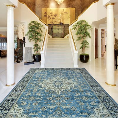 Vintage Distressed Floral Indoor Area Rug or Runner by Superior