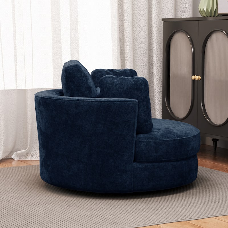 50.2"W Accent Barrel Chair,360° Swivel Club Chair with Metal Base