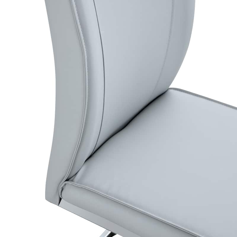 Roomfitters Arch Dining Chairs with White PU and Silver Arched Legs, Modern Upholstered Set of 4 for Home