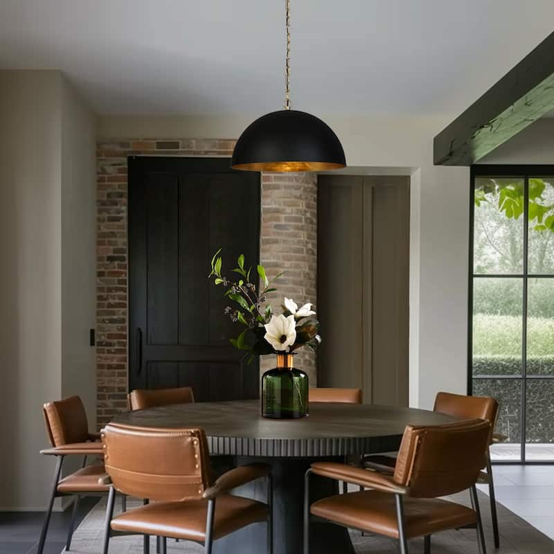 Modern Classic 1-Light Black Gold Pendant Light Fixture for Kitchen Dining Room - 17.7 " × 10.6 "