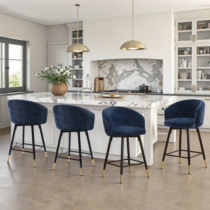 26" Counter Height Swivel Barstool with Arms and Metal Legs - 37"H x 22"W x 22"D