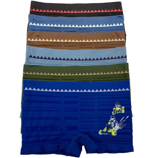 Boys 6 Pack Seamless Racing Car Boxer Briefs