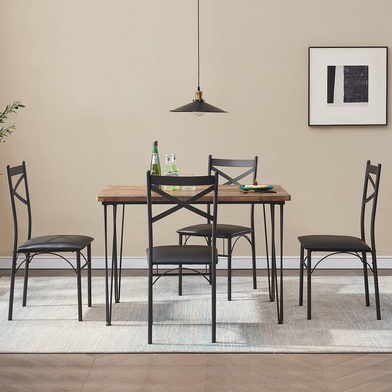 VECELO 5-Pieces Dining Set with Dining Chairs Set of 4