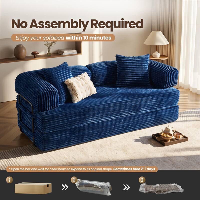 OVIOS Non-Aseembly Convertibe Modular Loveseat Sofa Bed