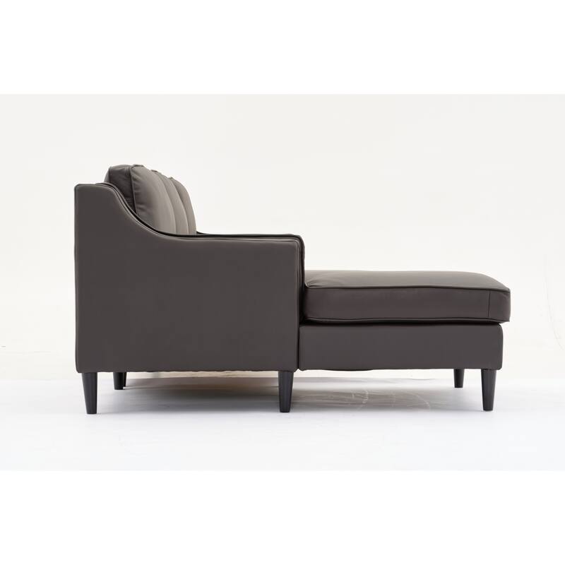 94.5" Genuine Leather L-Shaped Sectional Sofa with Left Chaise Lounge and Modern Design