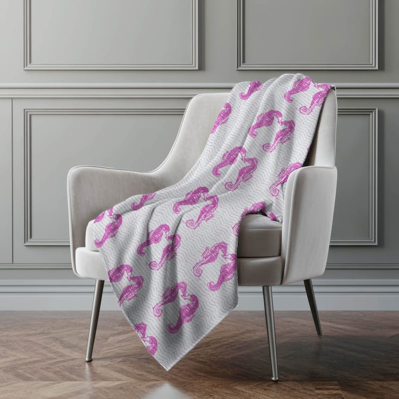 Premium Machine Washable ASB194 Sea Horse Sherpa Throw Blanket