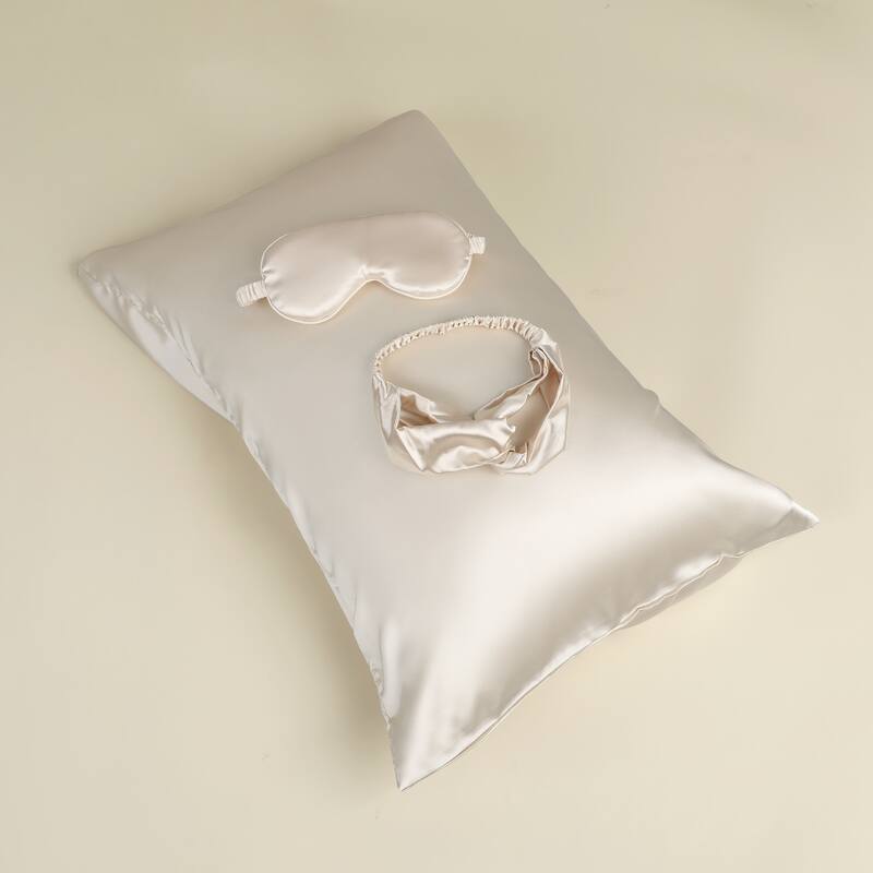 Breathable Pillow Case with Envelope Pillowcases w Eye Mask, Hair Band