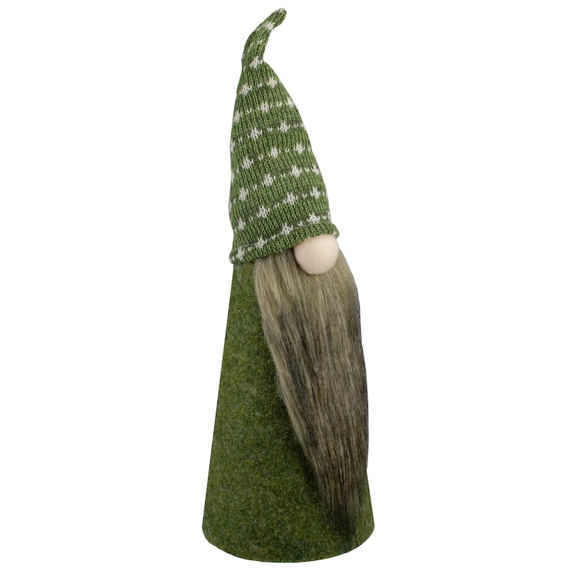 14" Green and White Cone Gnome Christmas Tabletop Decor