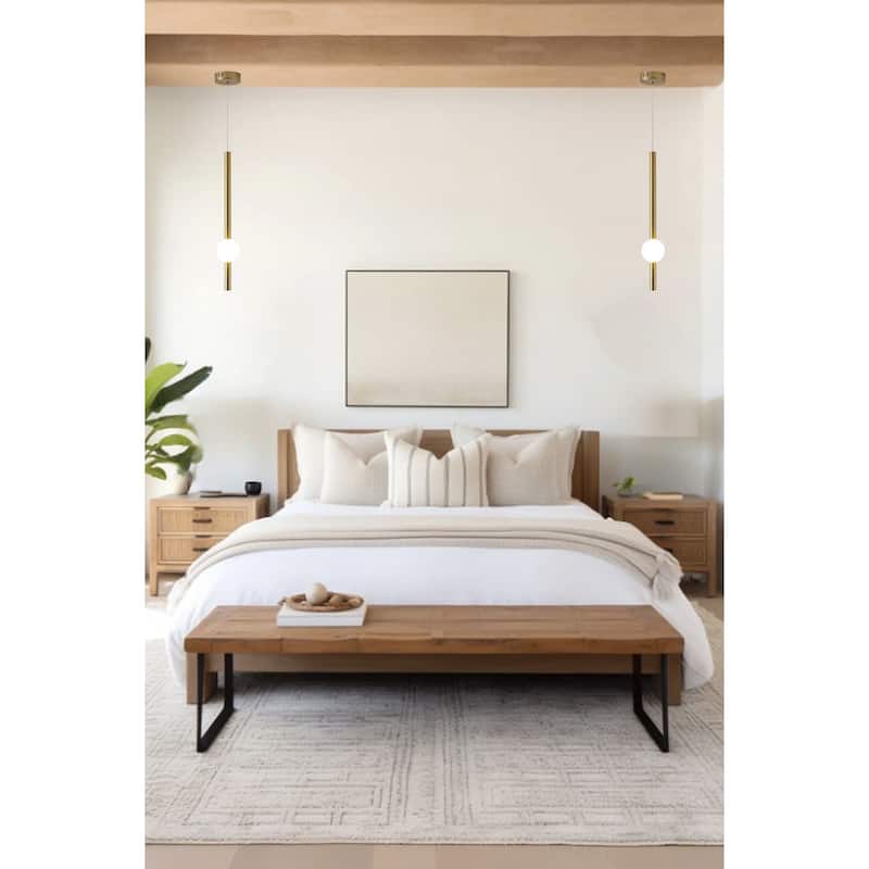 1-Light Gold LED Pendant With A White Acrylic Shade