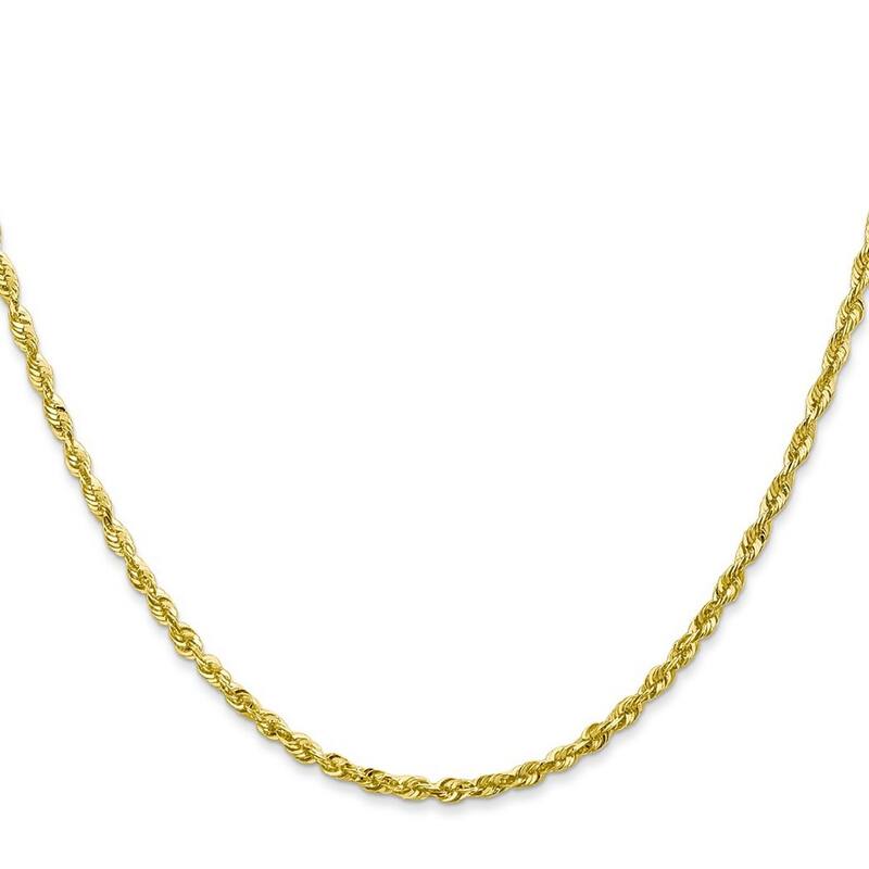 Curata 10k Yellow Gold 2.25mm D/K Extra Light Rope Chain Necklace (Lobster) Options: 16 18 20