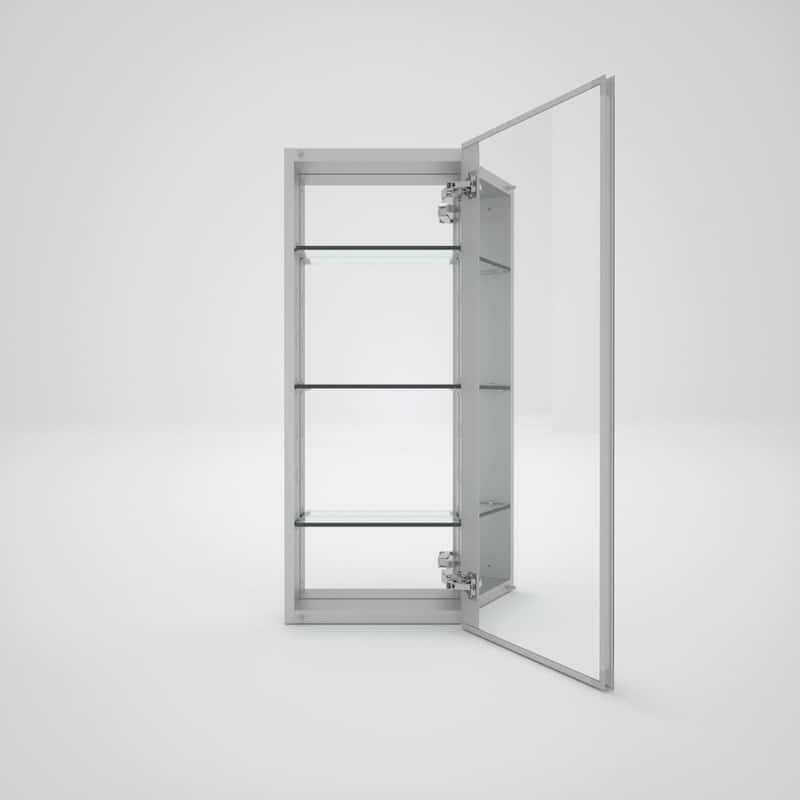 15" x 36" Rectangular Aluminum Surface Mount Medicine Cabinet with Mirror and Shelves - 15" x 36"