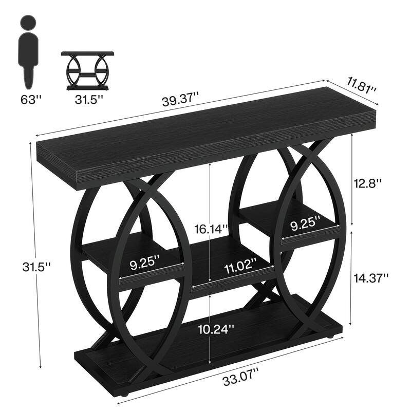 39.4" Console Table, 4-Tier Sofa Table Entryway Table for Small Spaces