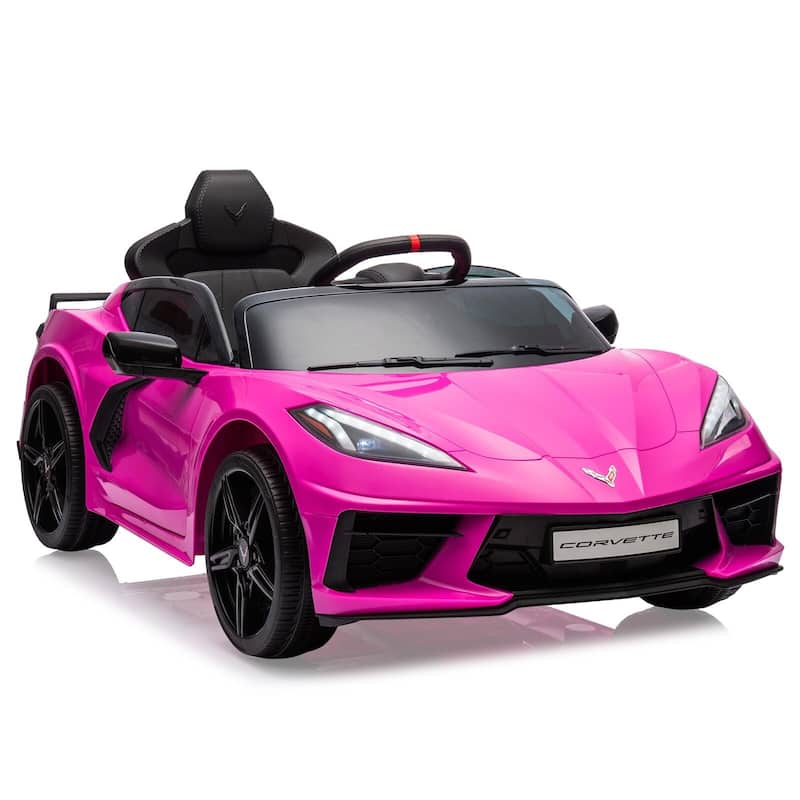 12V Kids Ride on Car Licensed Corvette Battery Powered Car Toddles Electric Sports Car Toy with Remote Control - Brown