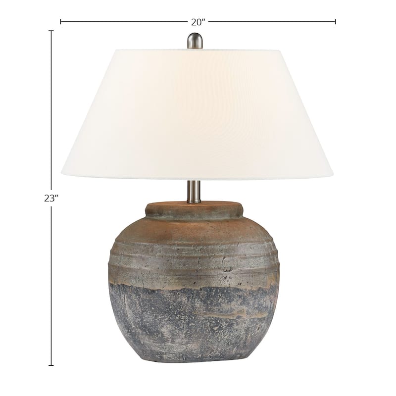 Garrison 23" Table Lamp with Linen Shade, Brown/Taupe
