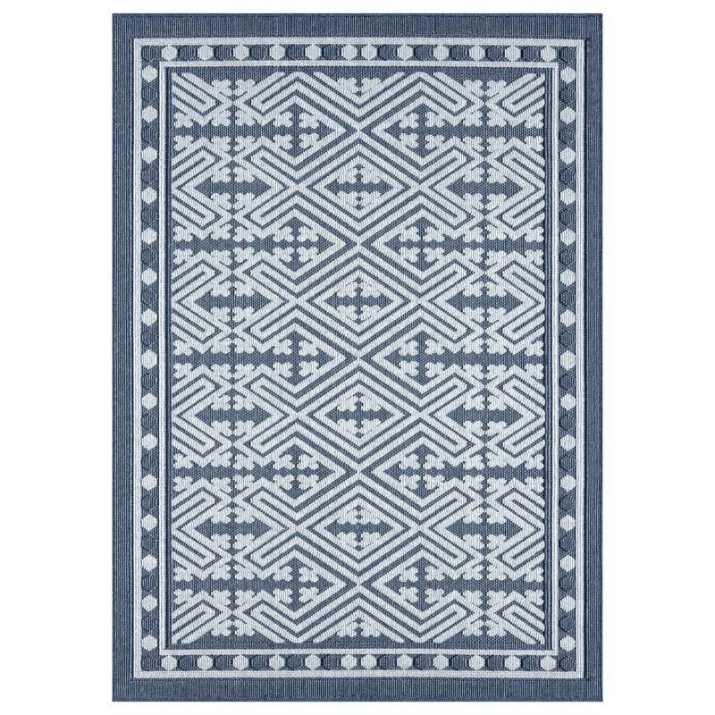 Terra by Obeetee Nimes Diamond Framework Rug - Oxford Blue - 2'3'' x 3'3''