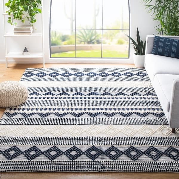 slide 1 of 71, SAFAVIEH Handmade Natura Annedorte Wool Rug 10' x 14' - Navy/Ivory